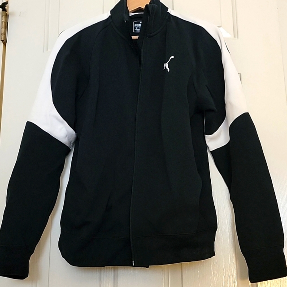 PUMA Full Zip Up Contrast Stripes at Sleeves Jacket Men's Medium Size